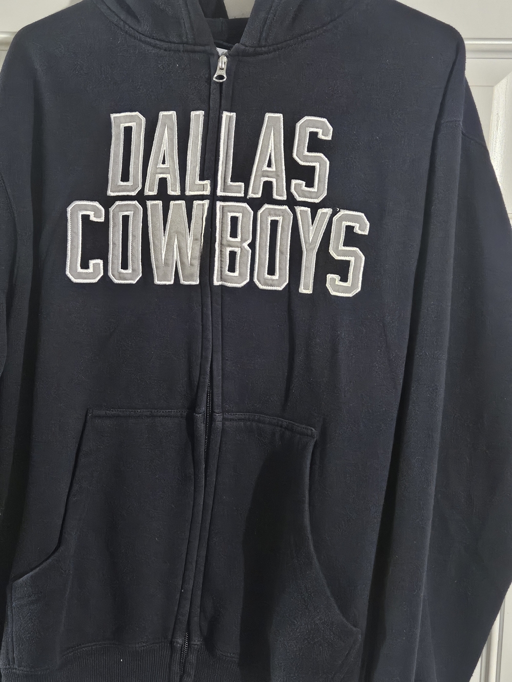 Dallas Cowboys Navy Zip-Up Hoodie with White Lettering
